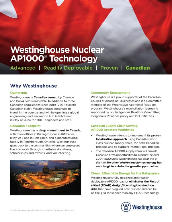 Westinghouse New Canadian Nuclear Plants - Page 1