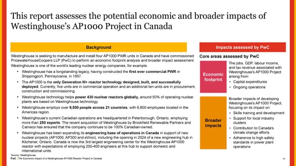 The Economic Impact of a Westinghouse AP1000 Reactor Project in Canada - Page 11