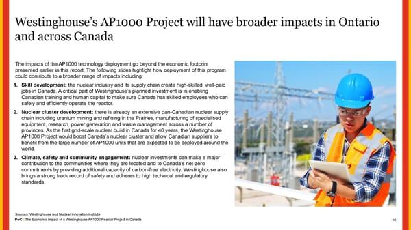 The Economic Impact of a Westinghouse AP1000 Reactor Project in Canada - Page 19